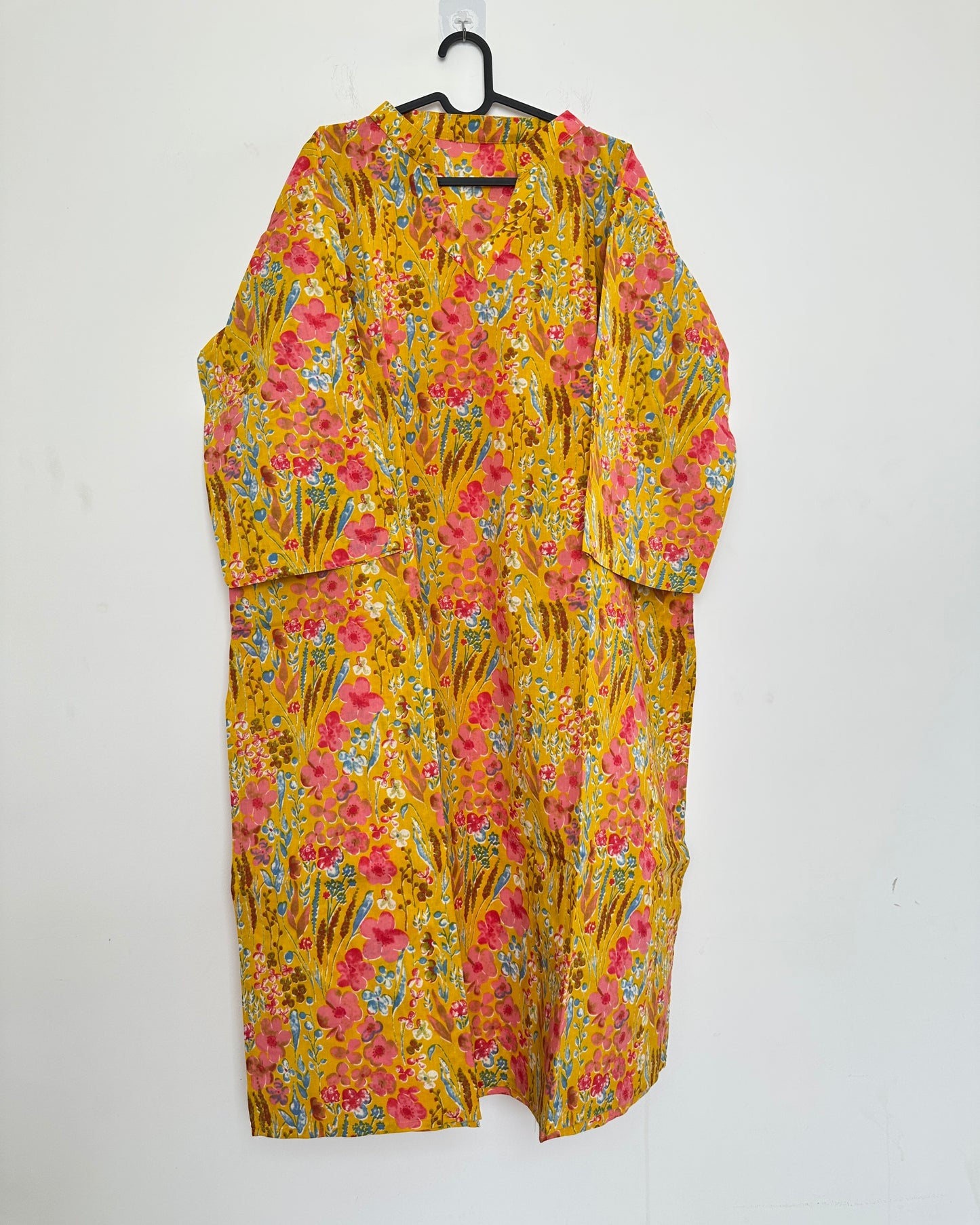 Yellow cotton printed kurta set