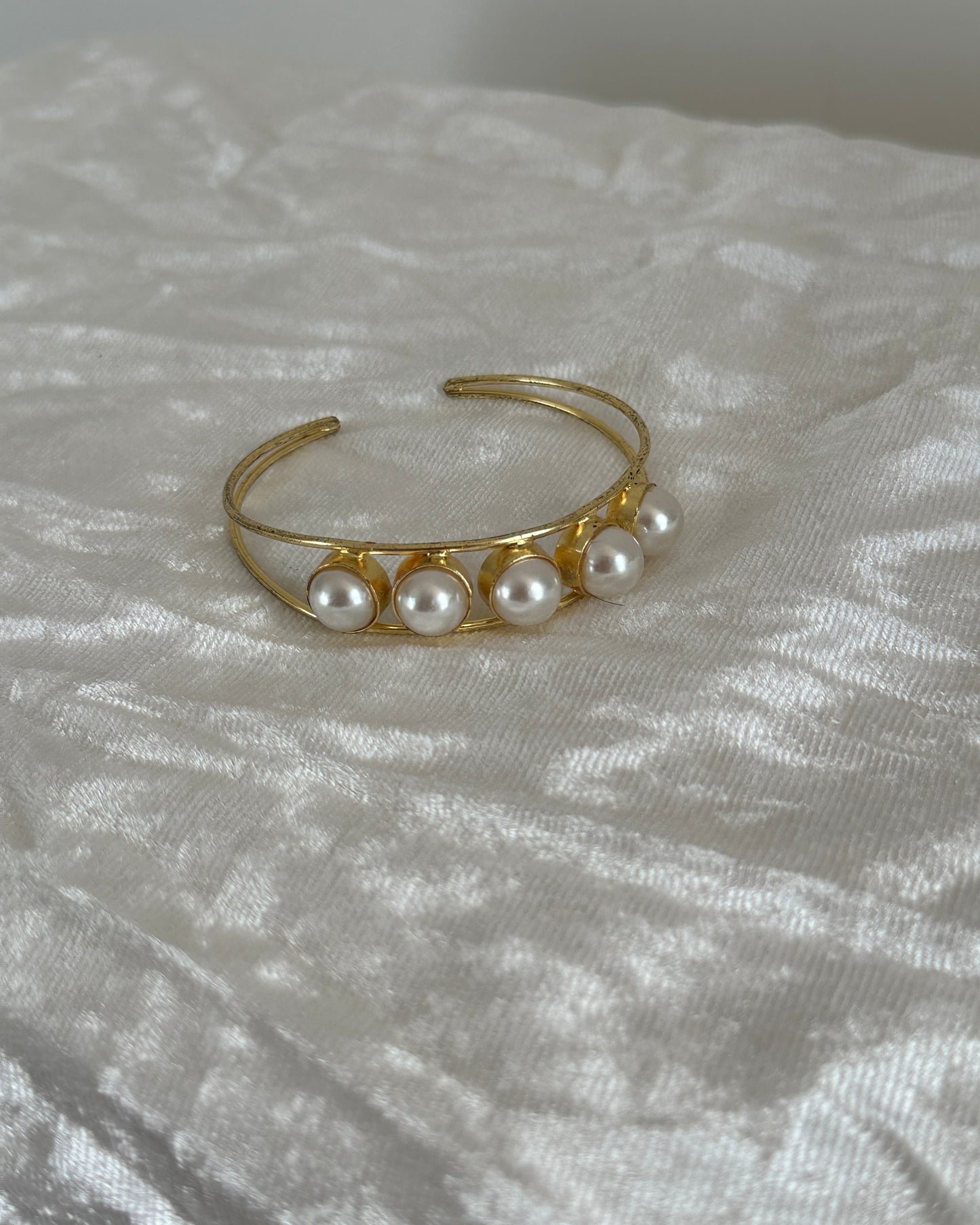Gold and white stone adjustable cuff