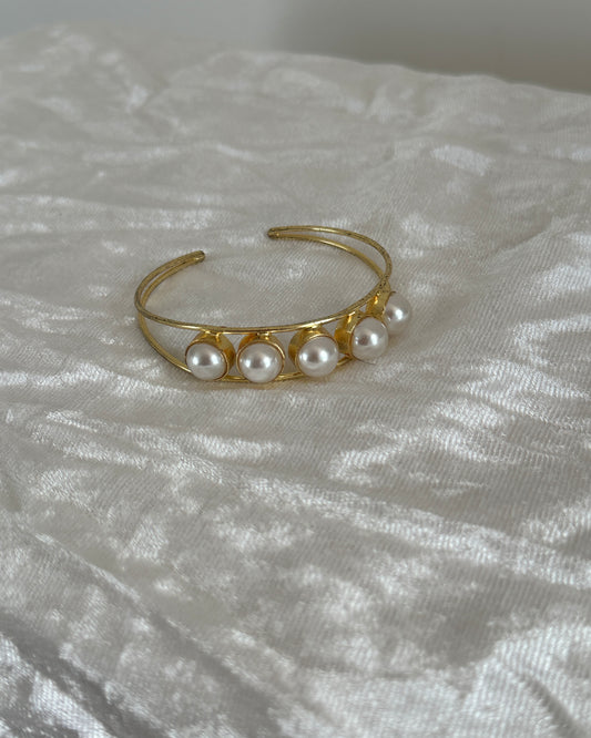 Gold and white stone adjustable cuff