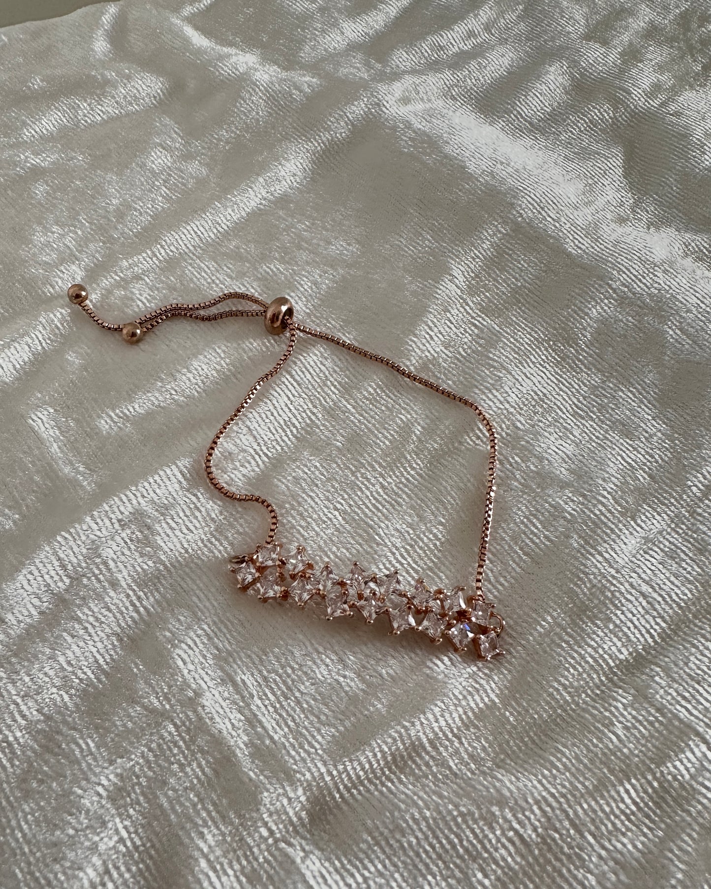 Adjustable rose gold cz stone bracelet