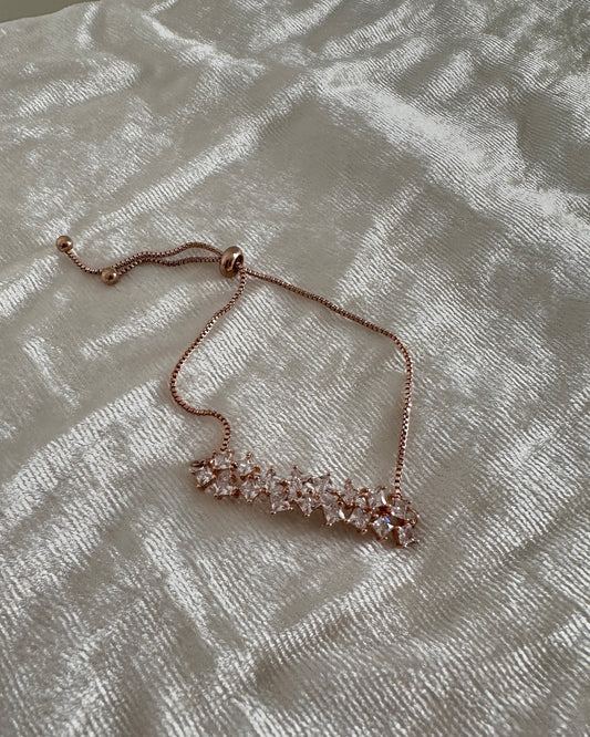Adjustable rose gold cz stone bracelet