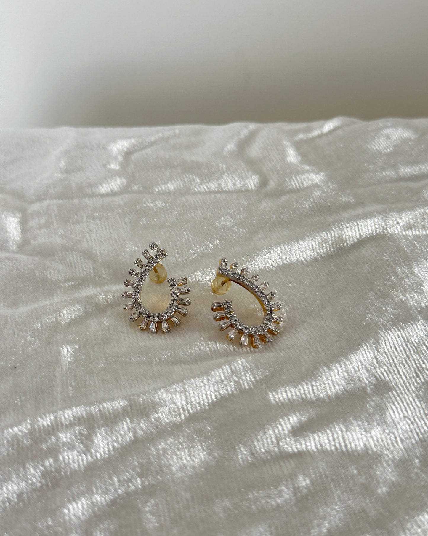 White CZ stone mango shaped earrings