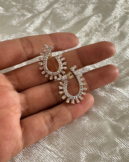 White CZ stone mango shaped earrings