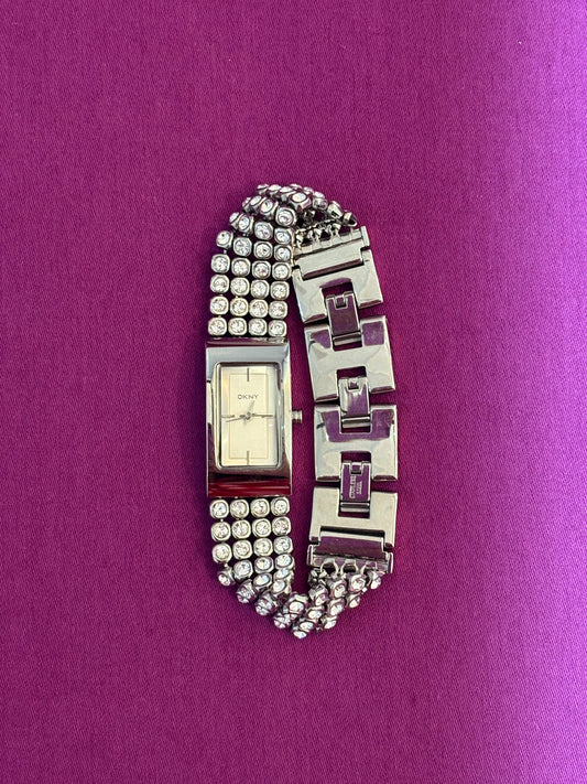 DKNY silver, studded watch