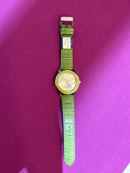 Green leather watch from Paris