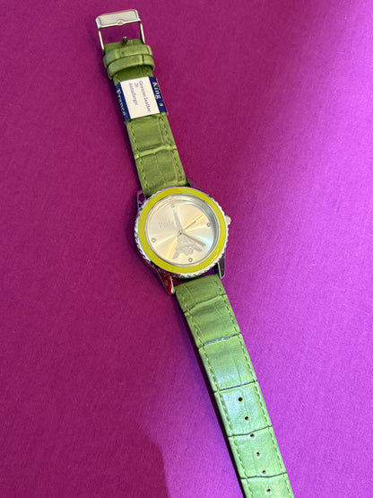 Green leather watch from Paris