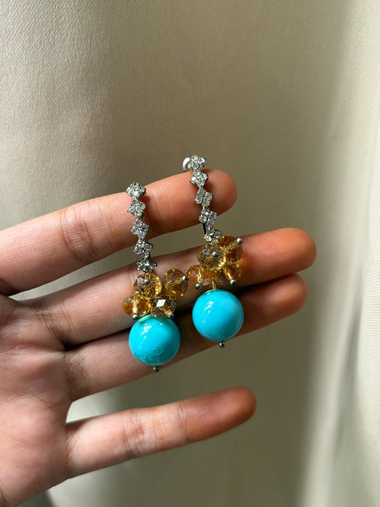 Zircon stone blue drops earring