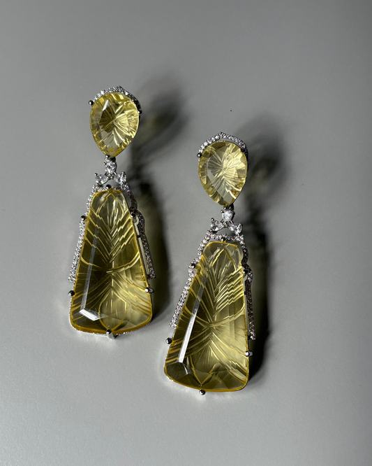 Yellow stone earrings