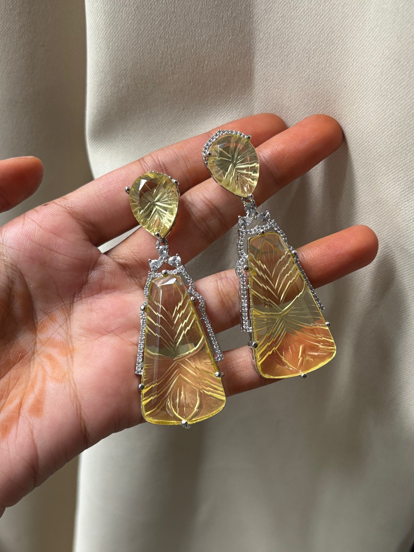 Yellow stone earrings