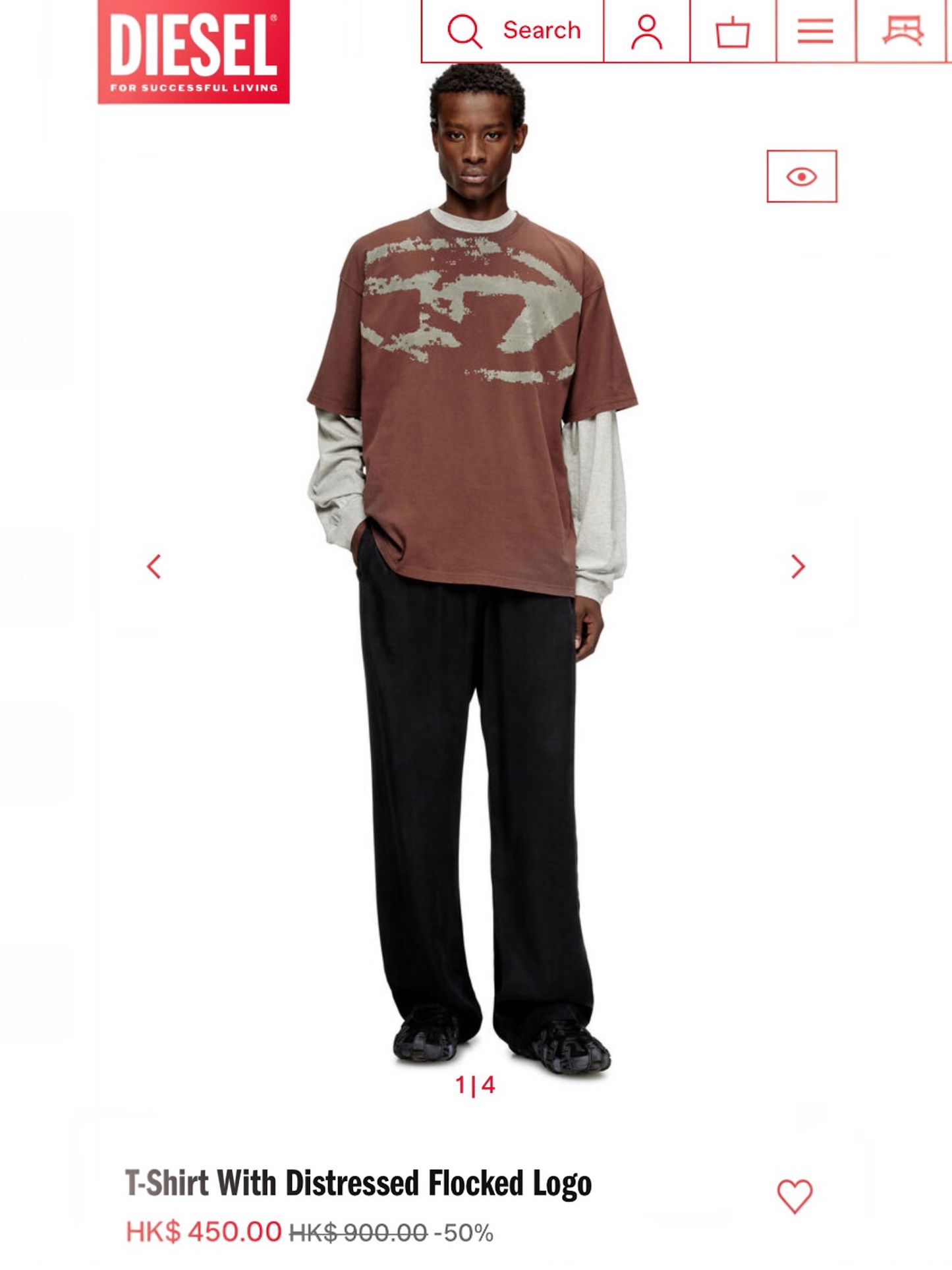 DIESEL T-shirt with distressed flocked logo