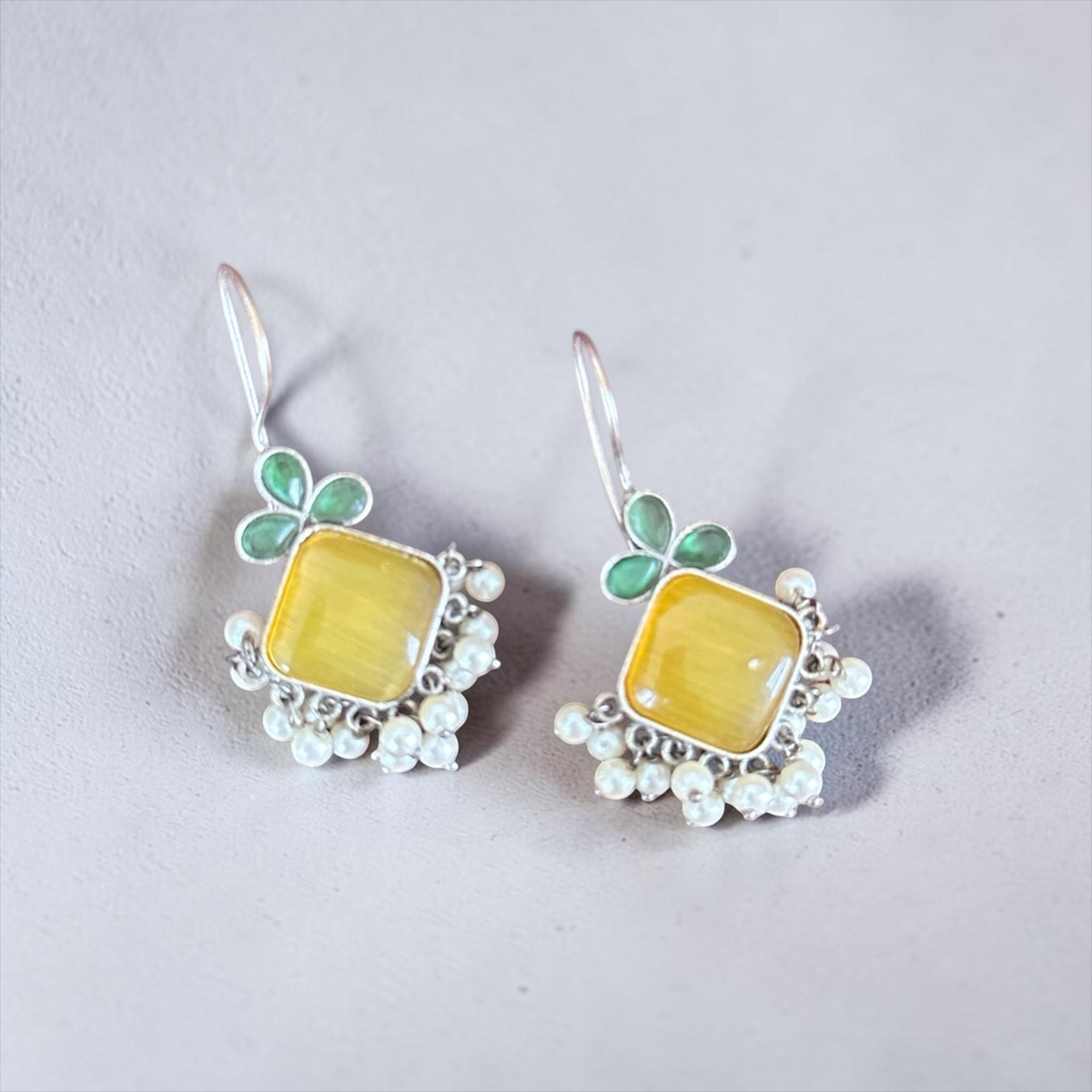 Oxidised Yellow Drop Earrings