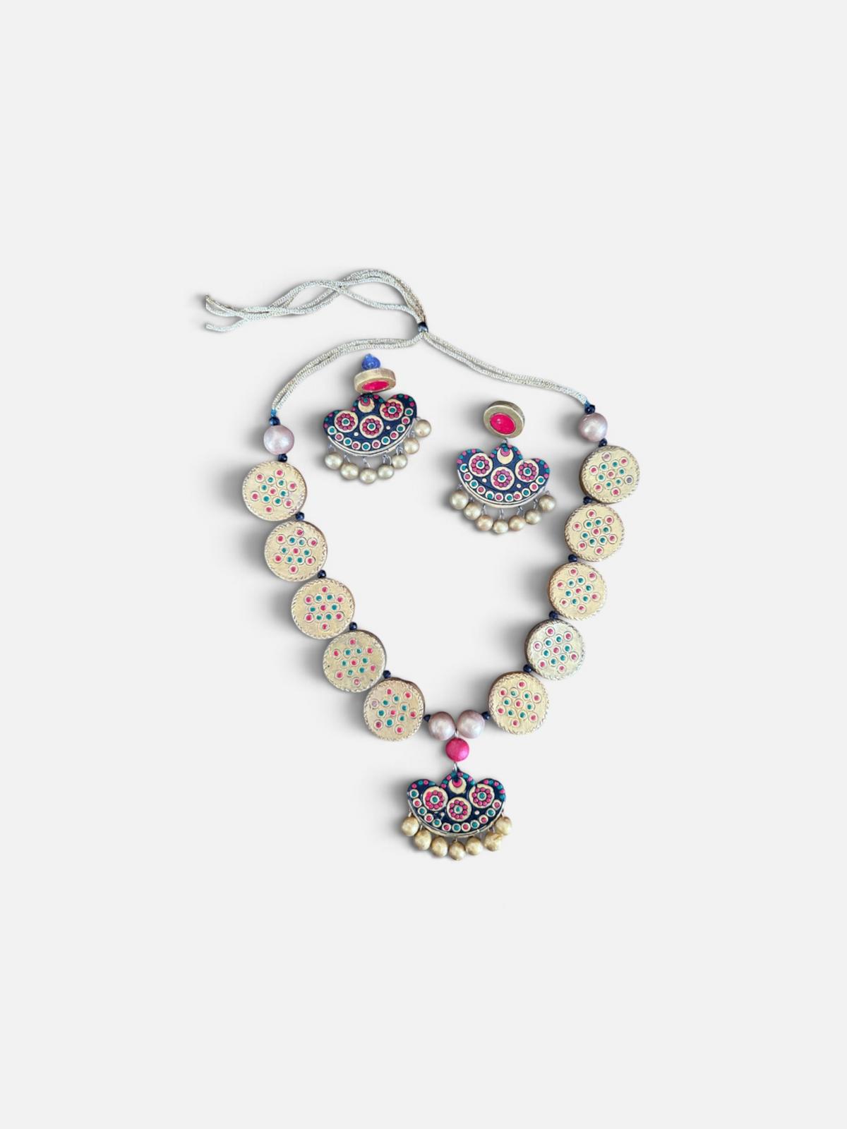 Gold handcrafted terracotta jewelry set (3pcs)