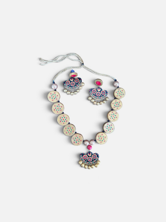 Gold handcrafted terracotta jewelry set (3pcs)